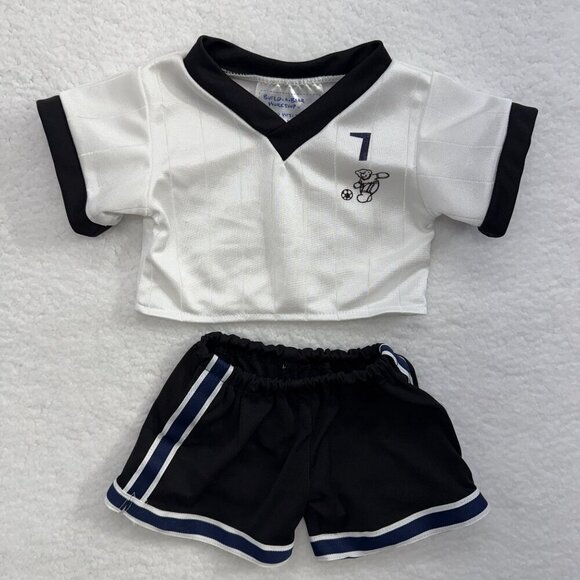 Build-a- Bear Soccer Outfit 2 Pieces Shorts & Jersey #7 B & W Plush Bear Outfit - Picture 3 of 10